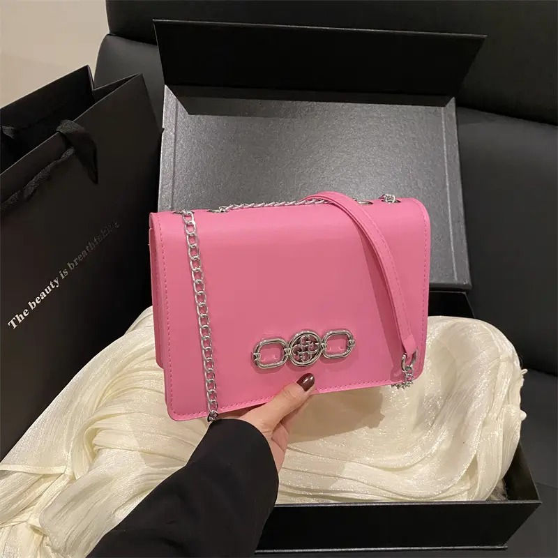 Elegant Black Shoulder Crossbody Bag with Chain Strap