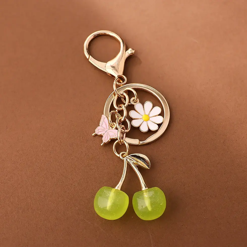 Thumbnail: Gold Flower Pendant with Cherry & Butterfly Design