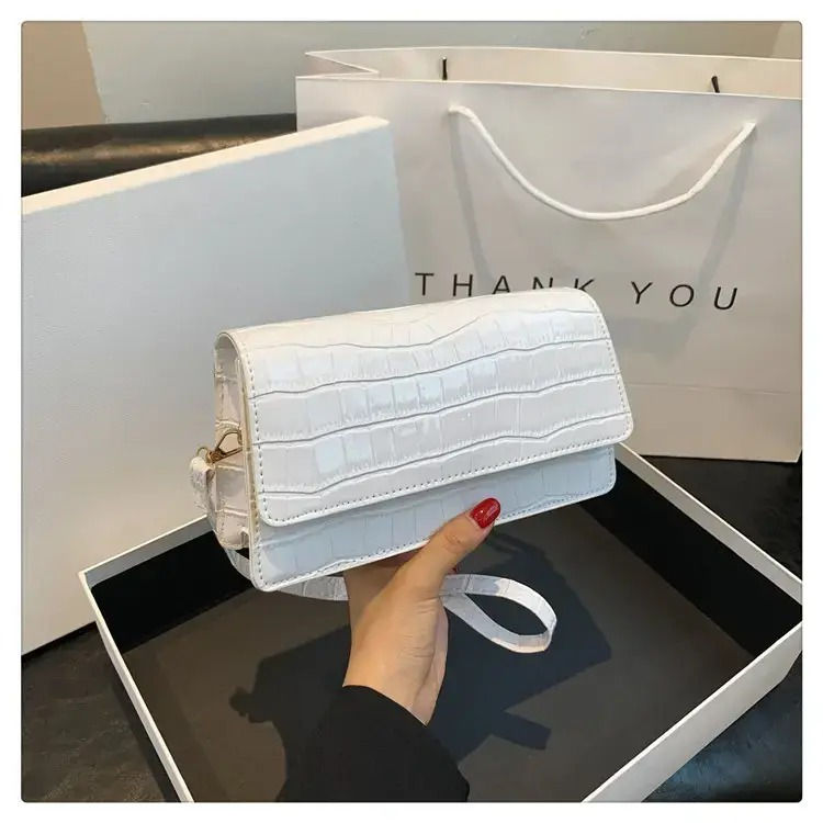 Thumbnail: Red Croc Patchwork Shoulder Bag for Women