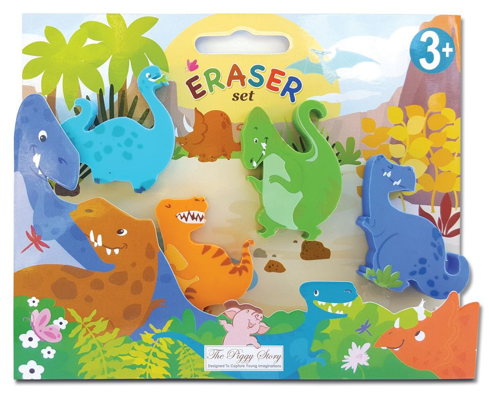 4 PC.ERASER SET-DINOSAUR WORLD