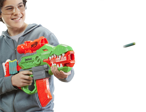 NERF DinoSquad Rex-Rampage Motor-Blaster – 10-Dart-Magazin, 20 Darts, T-Rex-Design