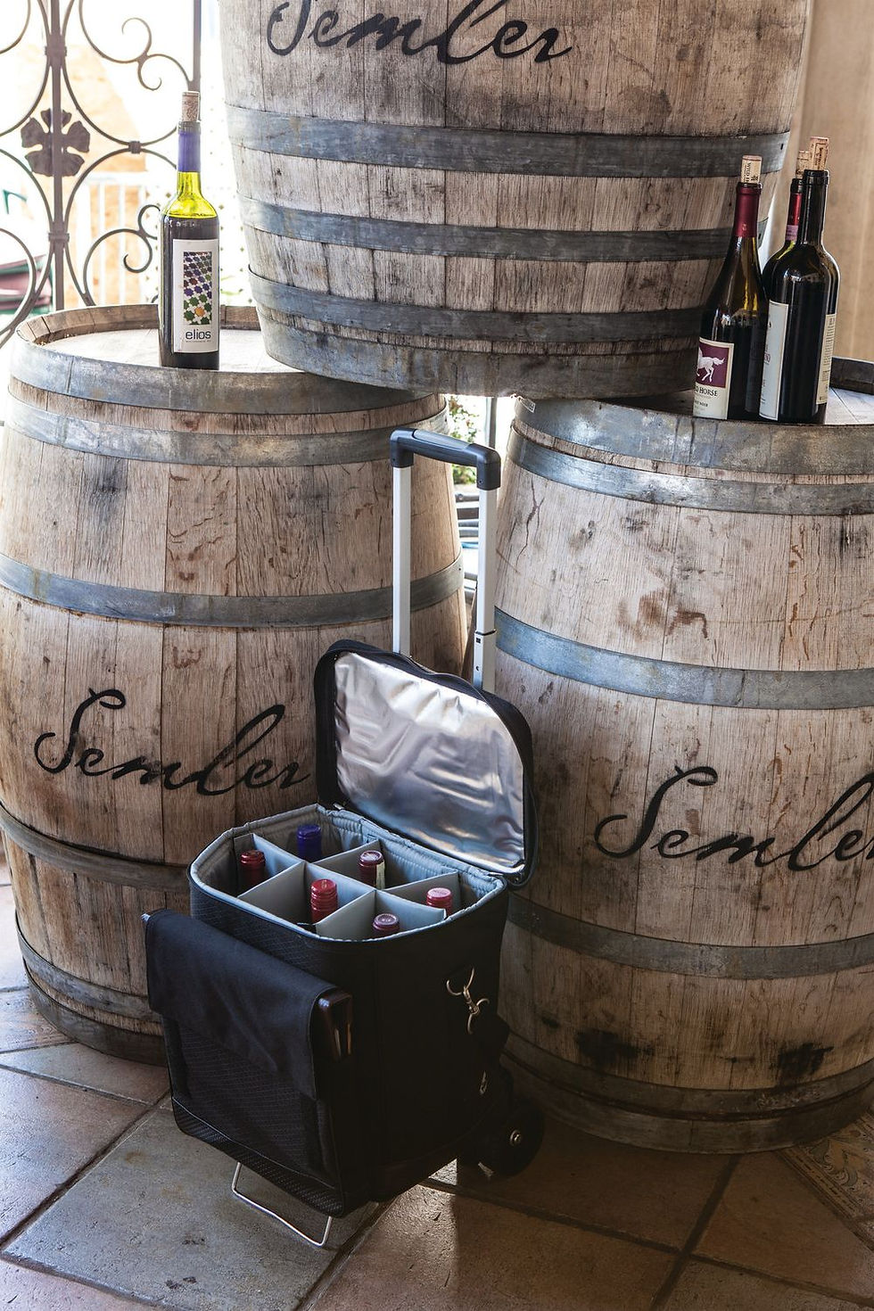 Thumbnail: CELLAR 6-BOTTLE WINE CARRIER & COOLER TOTE, (BLACK