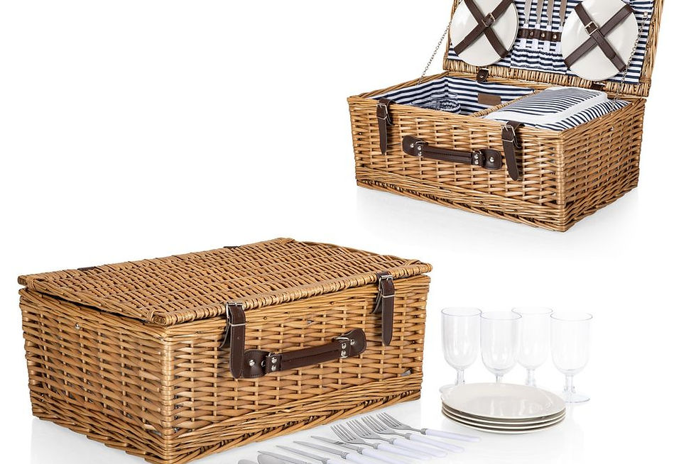 Thumbnail: BELMONT PICNIC BASKET, (NAVY BLUE & WHITE STRIPE)
