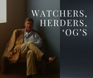 A handsome, confident man, sitting, watching, waiting