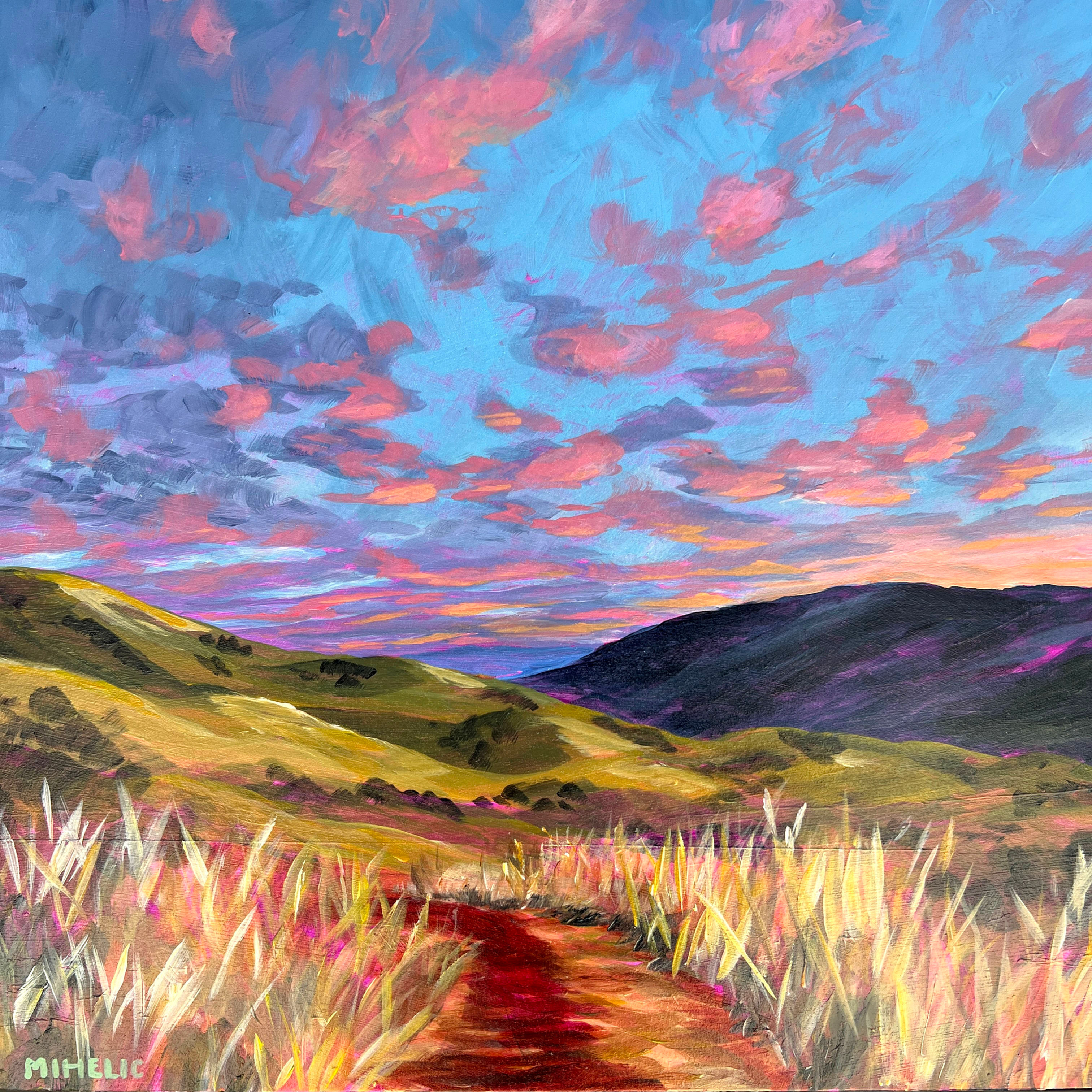 "SLO Hills" 12x12 Acrylic on Wood