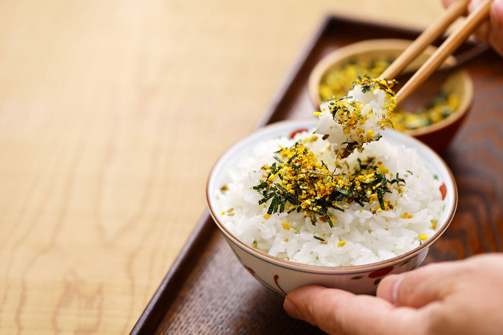 Furikake sprinkled on rice.