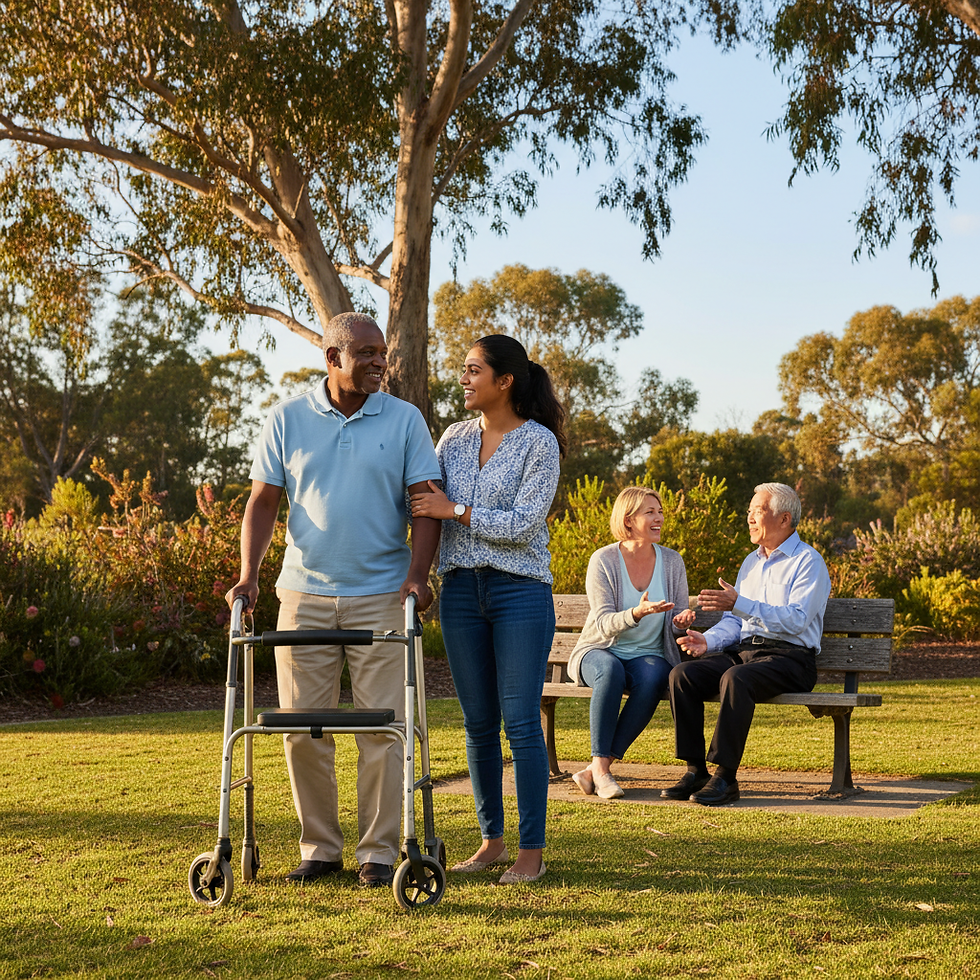 Caregiver Assisting Woman