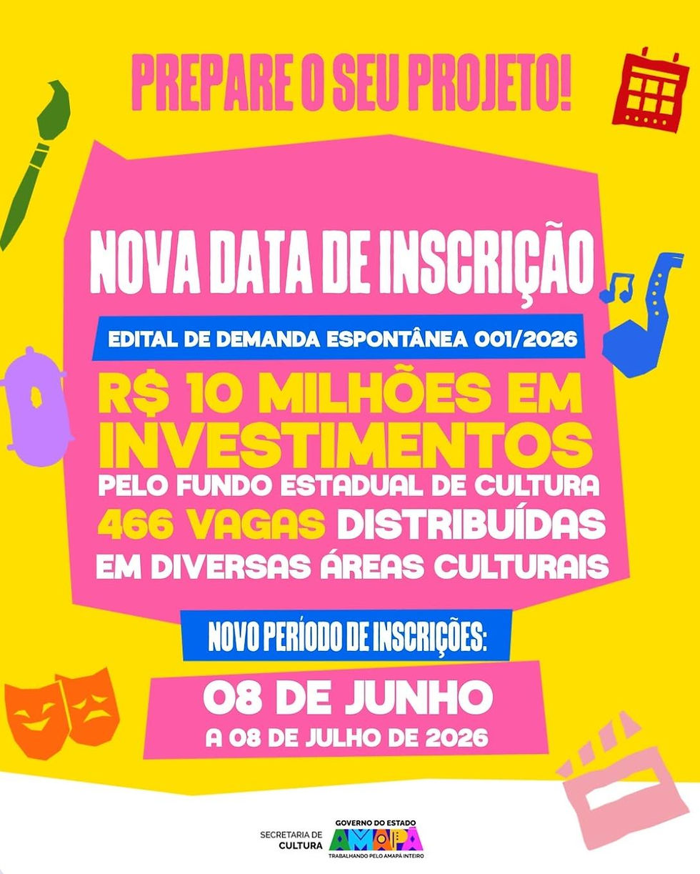 Cultura produzida no Amapá ganha reforço histórico com edital de R$ 10 milhões e prazo ampliado para inscrições