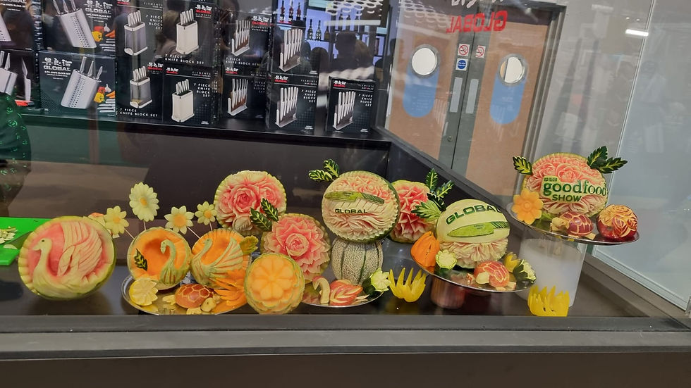 Fruit carving display at the BBC Good Food Show - NEC Birmingham
