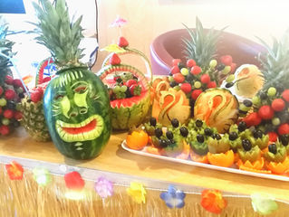 Fruitima does Hawaiian Themed Fruit Carving Workhops with Roots & Shoots & Brandfuel  - Lond
