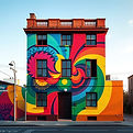 Large scale mural on a building with bold bright colors.jpg