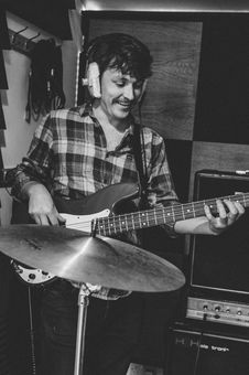 A guitarist in the recording studio at Studio 54 in Exeter