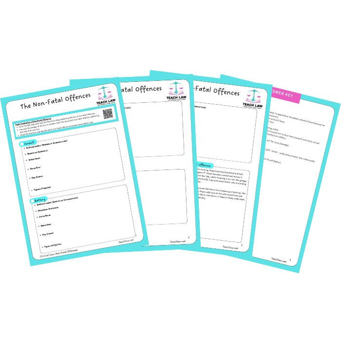 A Level Law student activity - non fatal offences, free download