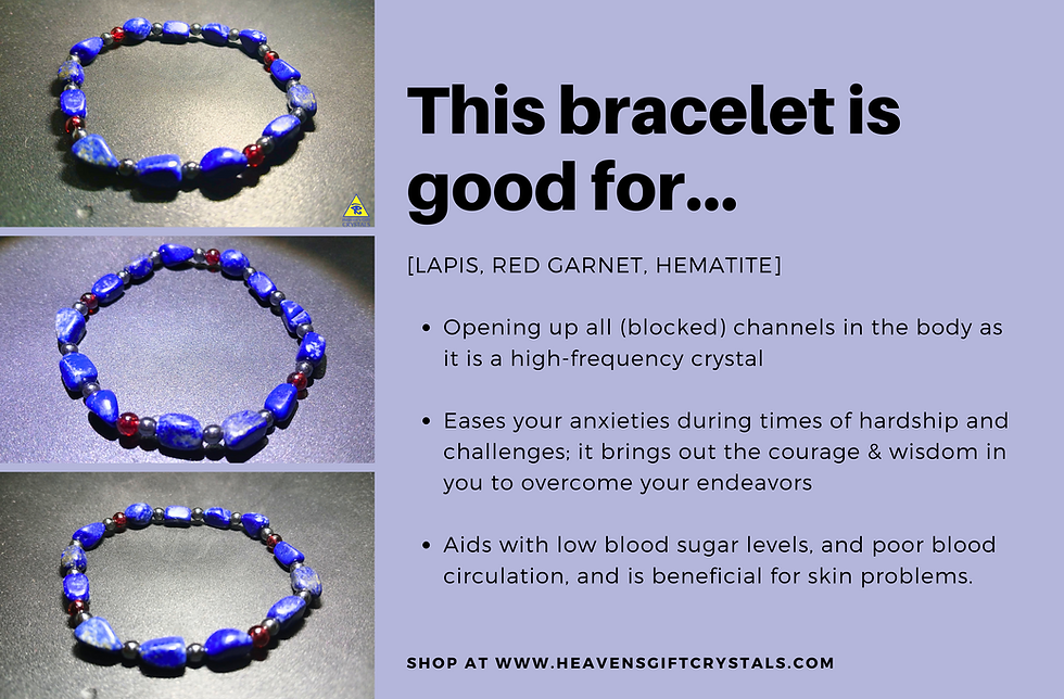 Thumbnail: Lapis Lazuli bracelet with Hematite, Garnet, Amethyst, Tiger Eye