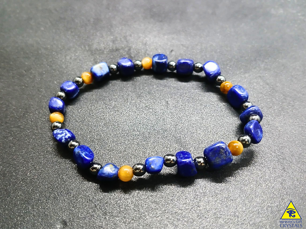 Thumbnail: Lapis Lazuli bracelet with Hematite, Garnet, Amethyst, Tiger Eye