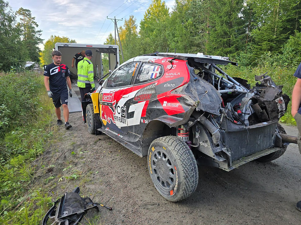 An uncharacteristic off on Saturday put Ogier/Ingrassia in Hospital for checks overnight. Crew are OK