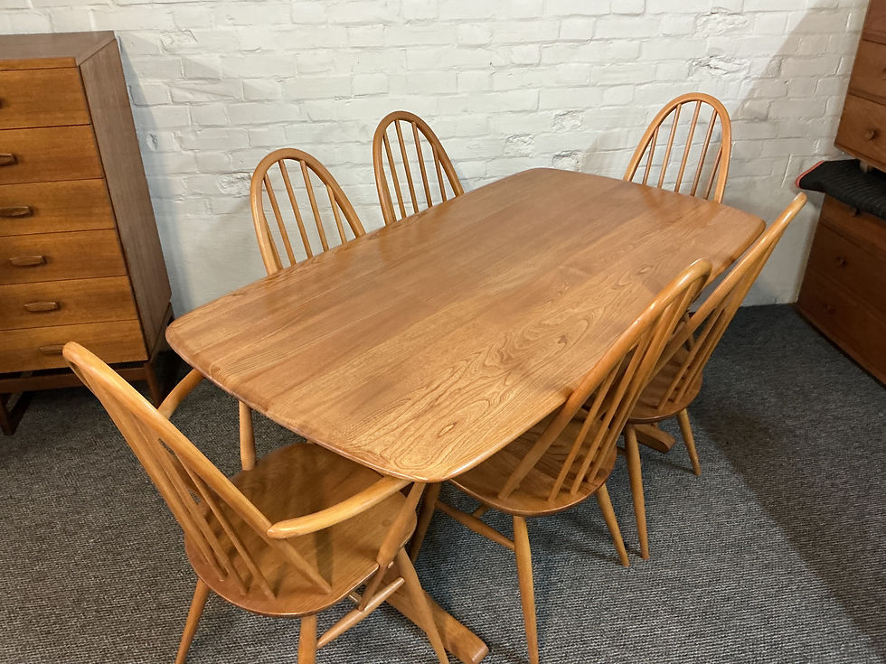 Thumbnail: Ercol Windsor Dining Table and Six Ercol Windsor Quaker Back Chairs