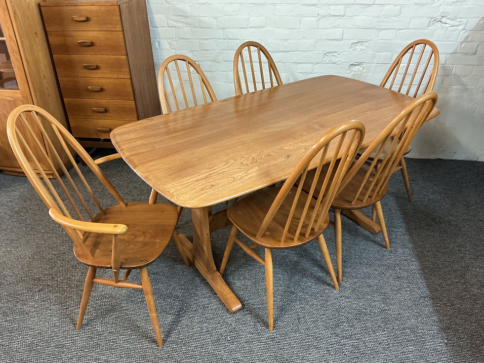 Thumbnail: Ercol Windsor Dining Table and Six Ercol Windsor Quaker Back Chairs