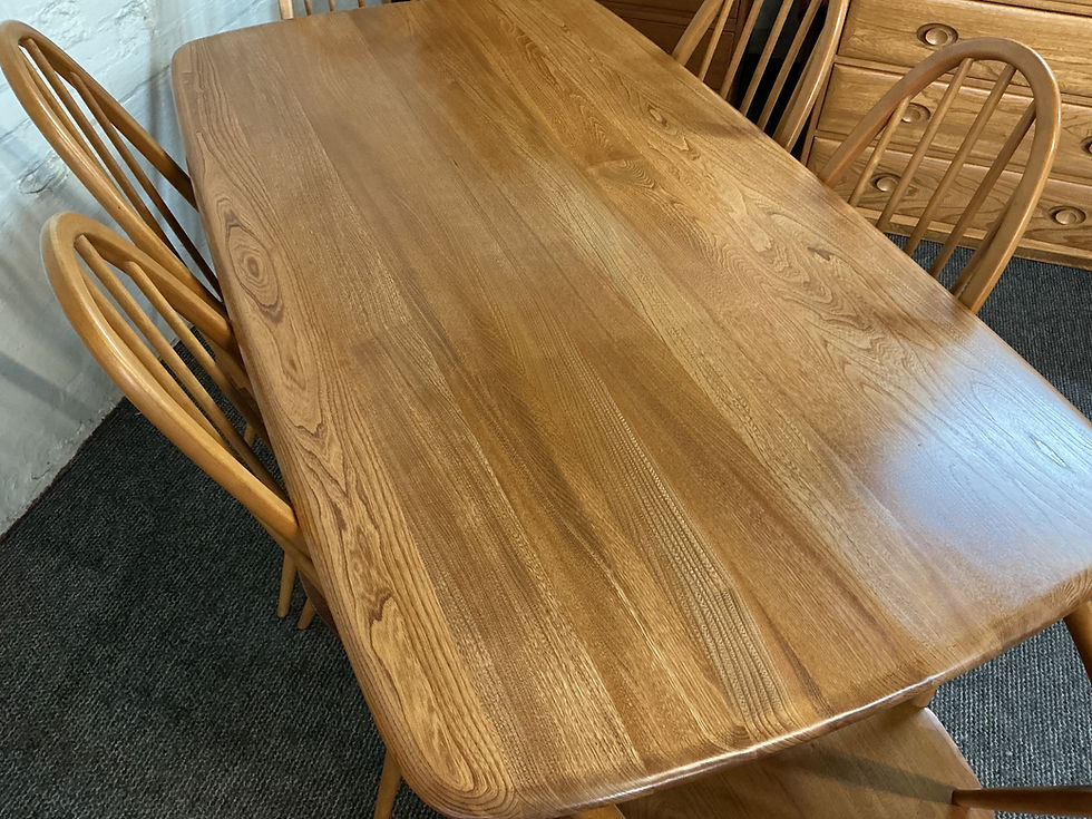 Thumbnail: Ercol Windsor Dining Table and Six Ercol Windsor Quaker Back Chairs