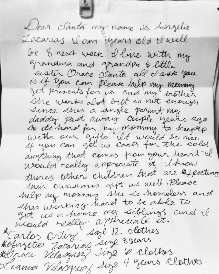 Angelie 8yrs old, 3 siblings need warm coats