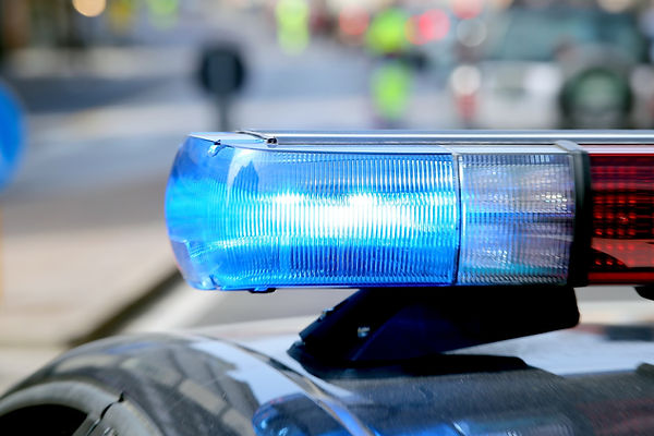 Emergency top lights activated on patrol car
