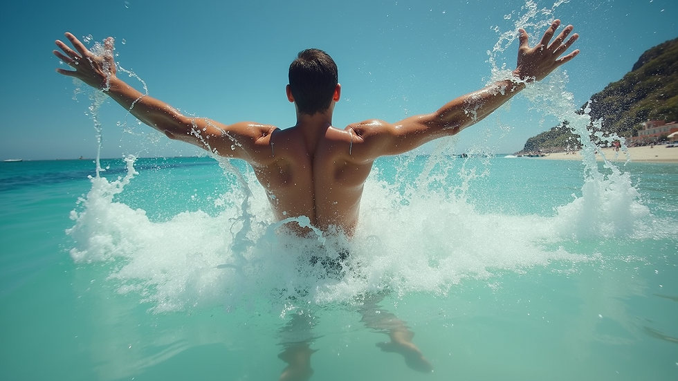 Eye-level view de prateleira com diversos frascos de body splash em loja virtual