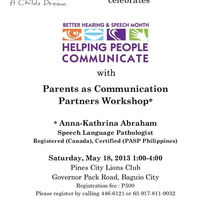 Parents as Communication Partners – May 18 Workshop