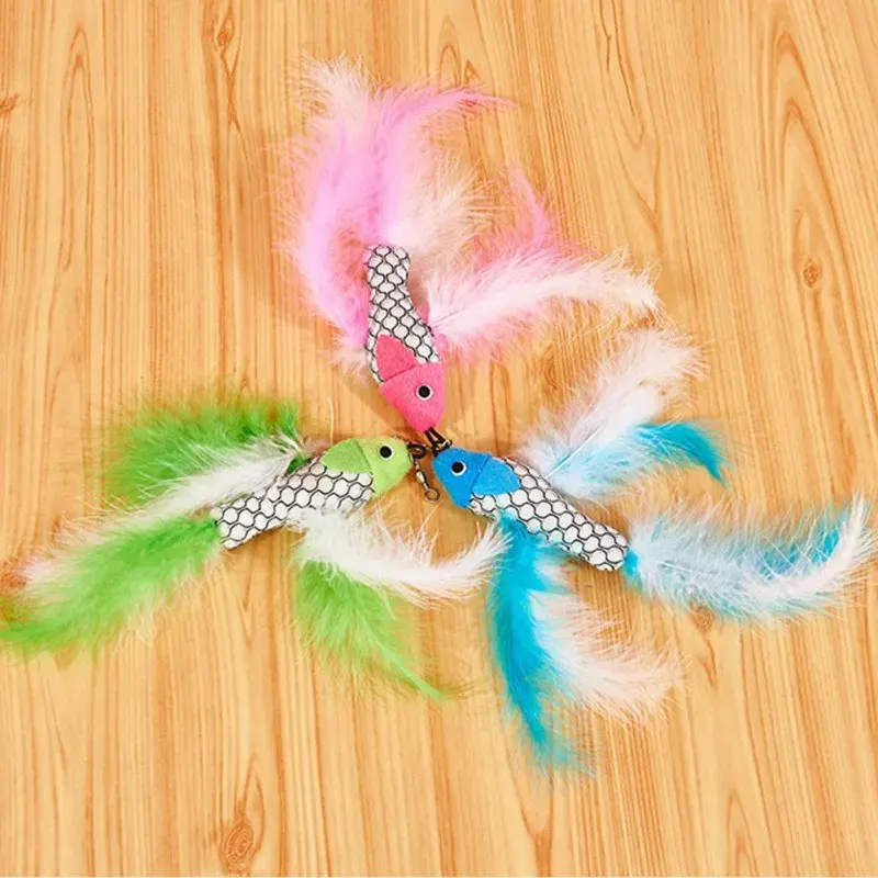 Thumbnail: Retractable Fishing Pole Cat Toy with Feathers