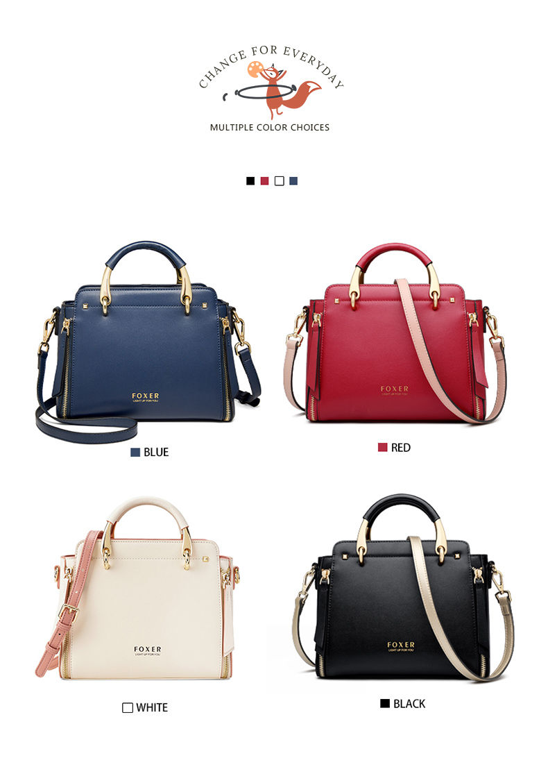 Thumbnail: FOXER Split Leather Large Elegant Shoulder Bag