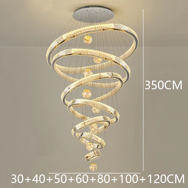 Thumbnail: Modern Crystal Chandelier Stair Pendant Light