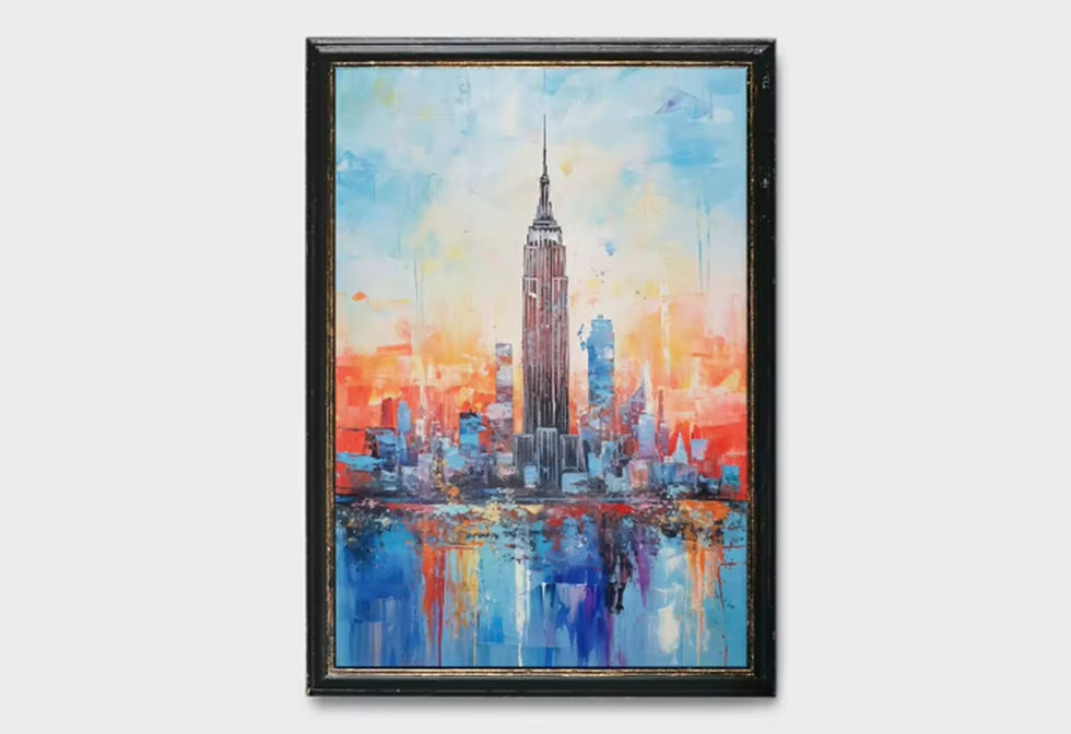 Thumbnail: Modern Abstract New York City Textured Canvas Oil Painting