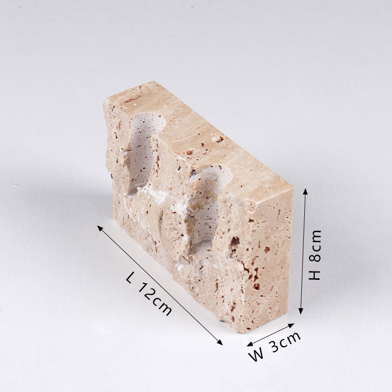 Thumbnail: Vintage Travertine 2-Hole Marble Candlestick Holder