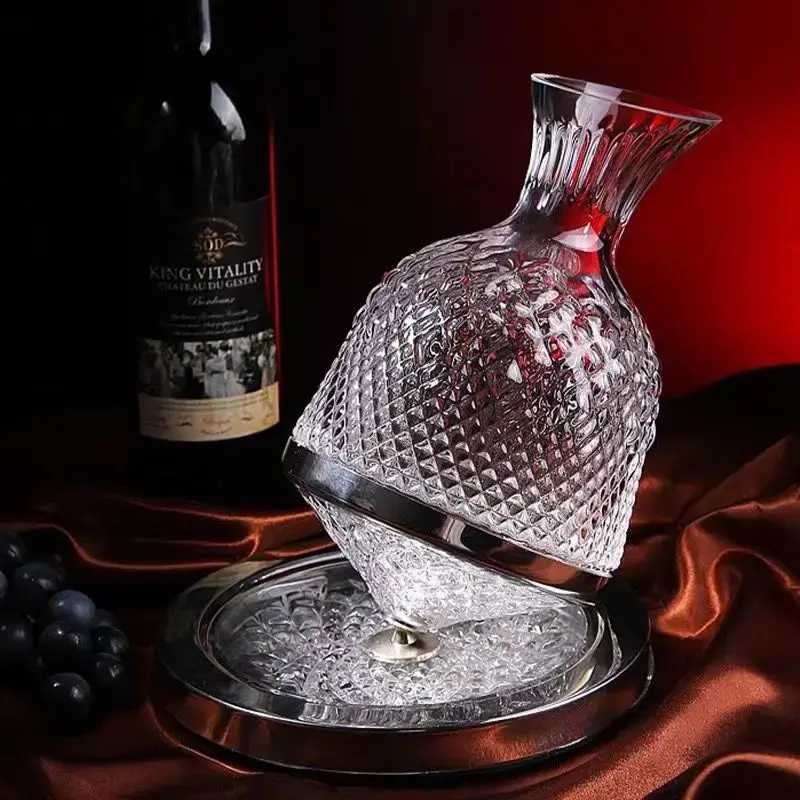 Thumbnail: Crystal Glass 360 Degree Rotating Drum Wine Decanter 1500ml