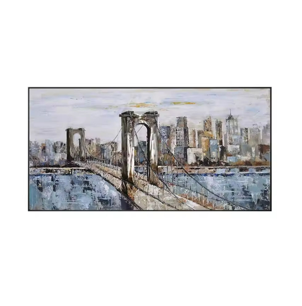 Thumbnail: Modern Abstract New York City Textured Canvas Oil Painting