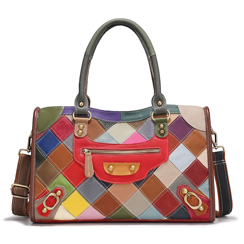 Thumbnail: Zency Luxury Genuine Leather Patchwork Crossbody Top-Handle Bag
