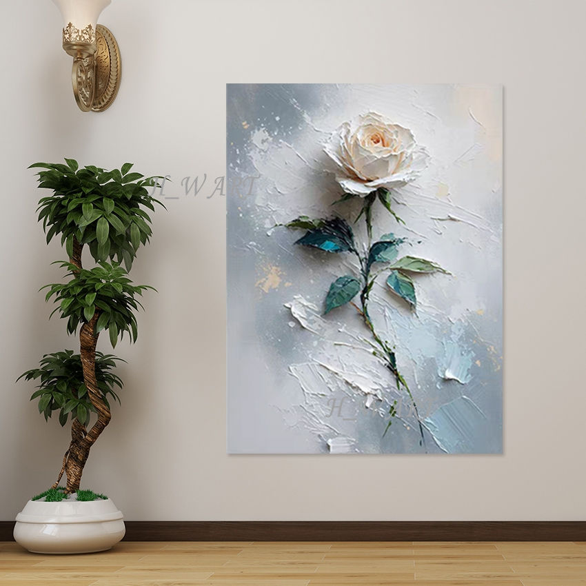 Thumbnail: Handmade Abstract Rose Textured Oil Painting on Canvas