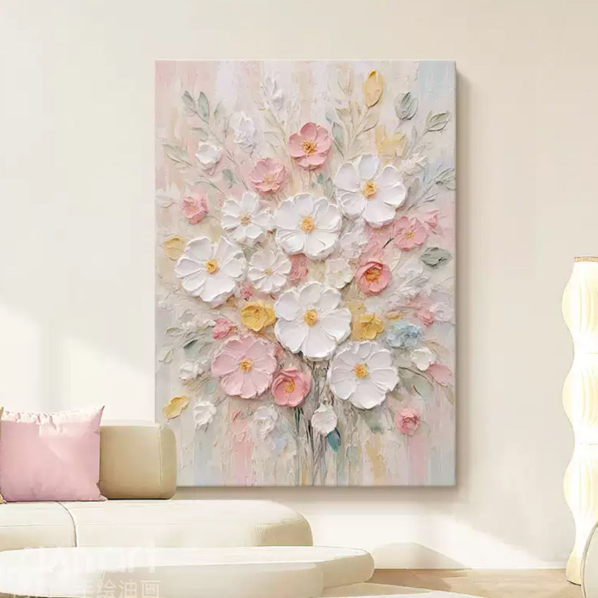 Thumbnail: Hand Painted Purple Flower Canvas Oil Painting
