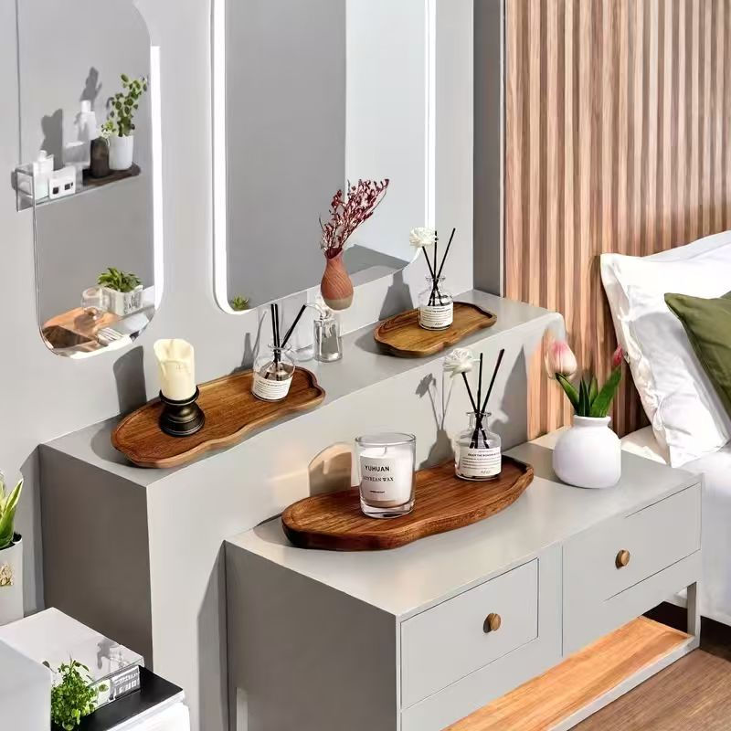 Thumbnail: Solid Wood Bathroom Sink Tray and Candle Holder