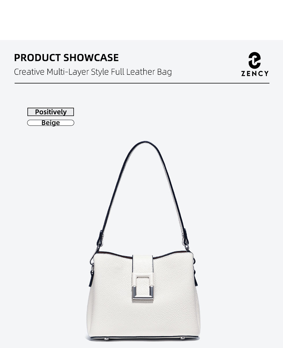 Thumbnail: Zency Genuine Leather White Shopper Shoulder Bag