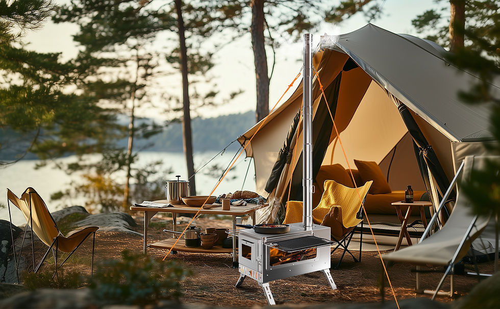 Thumbnail: unho Portable Stainless Steel Wood Burning Tent Stove