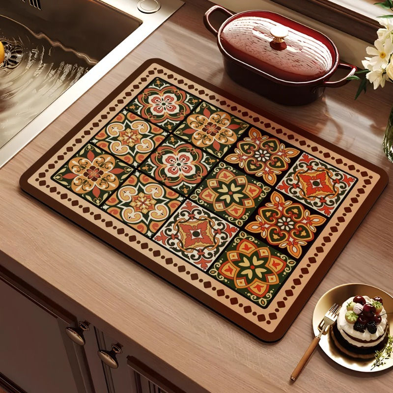 Thumbnail: Vintage Floral Diatomaceous Earth Kitchen Drying Mat