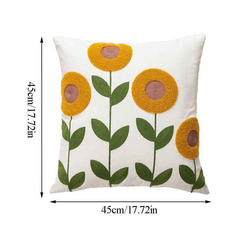 Thumbnail: Embroidered Floral Throw Pillow Cover 45x45cm