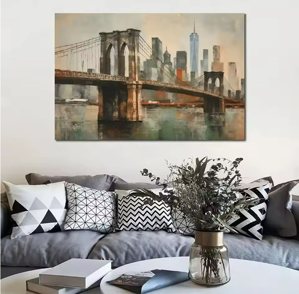 Thumbnail: Modern Abstract New York City Textured Canvas Oil Painting