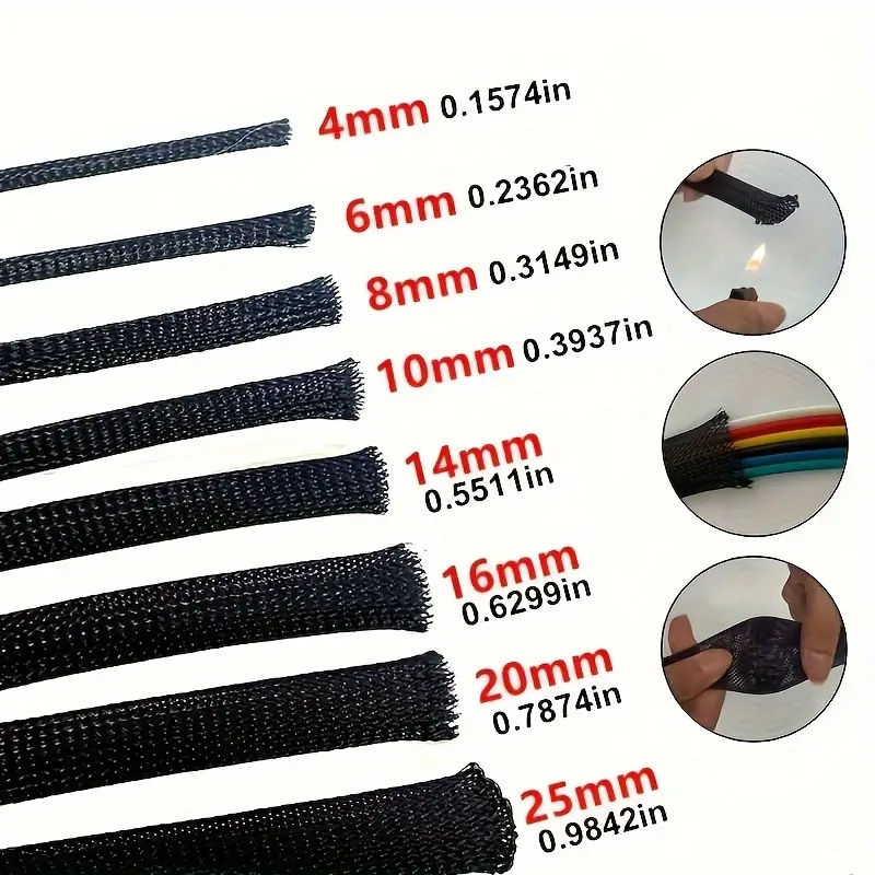 Thumbnail: 10m Expandable Braided Wire Mesh Sleeve Black