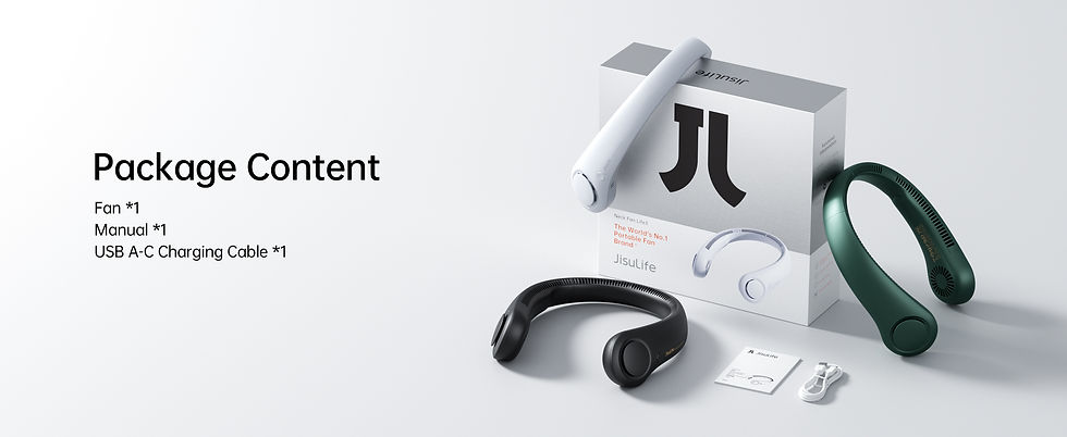 Thumbnail: JISULIFE Portable Rechargeable Neck Fan with 4000mAh Battery