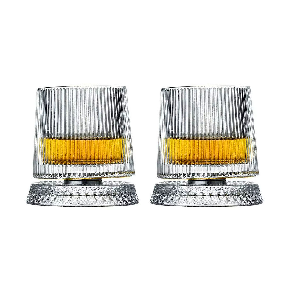 Thumbnail: Rotating Whiskey Glasses with Glass Base - Set of 2