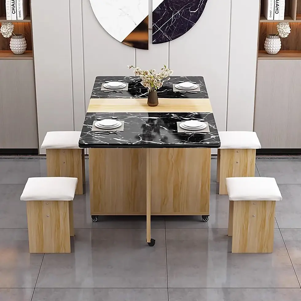 Thumbnail: Nordic Luxury Folding Dining Table Set with 4 Chairs