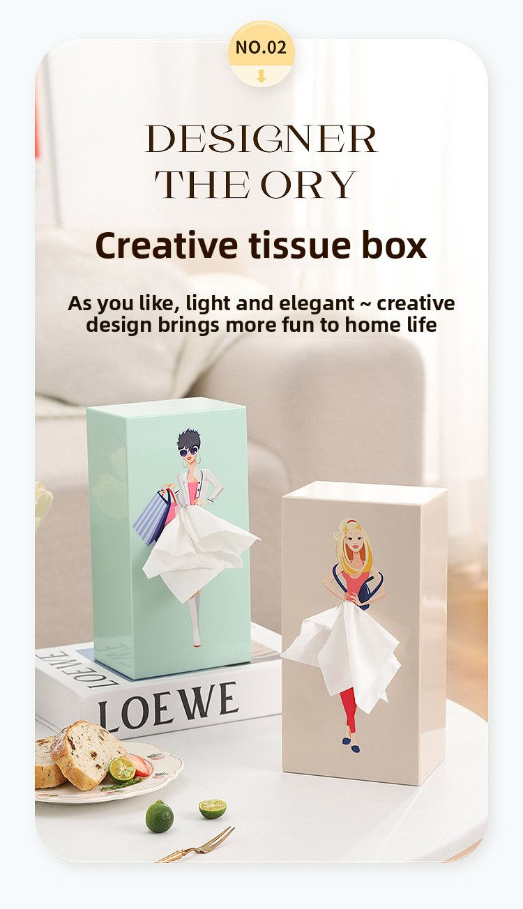 Thumbnail: Girl Face Tissue Box and Napkin Holder with Wooden Cover