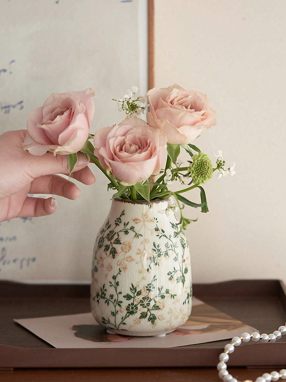 Thumbnail: Handmade Ice Crackle Ceramic Bohemian Art Vase