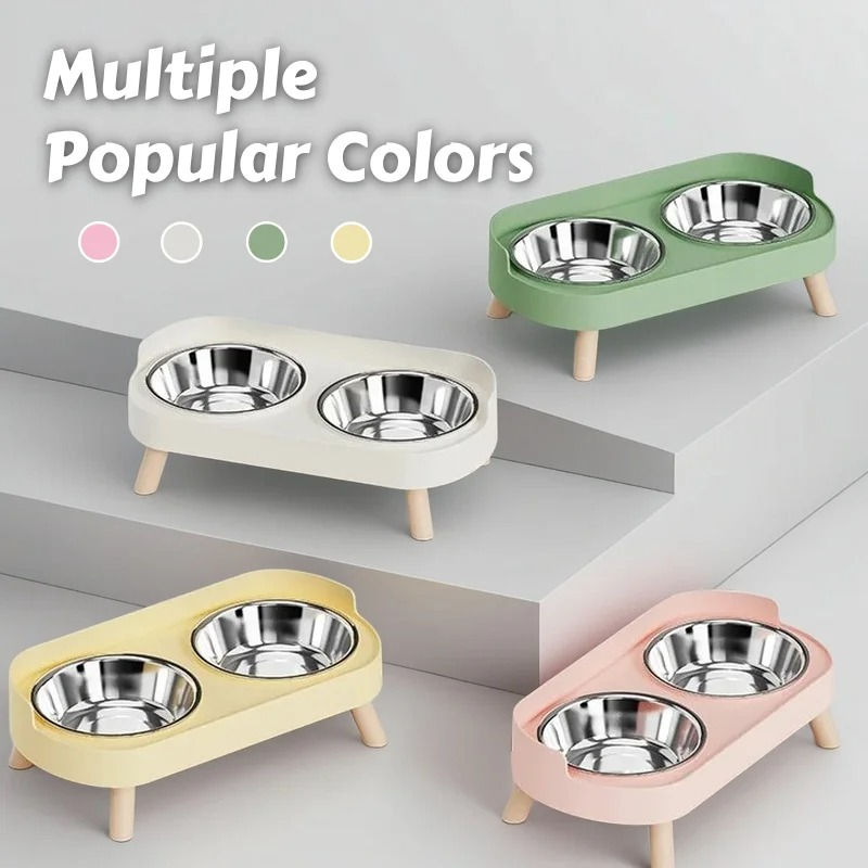 Thumbnail: Elevated Dual Stainless Steel Pet Food and Water Station